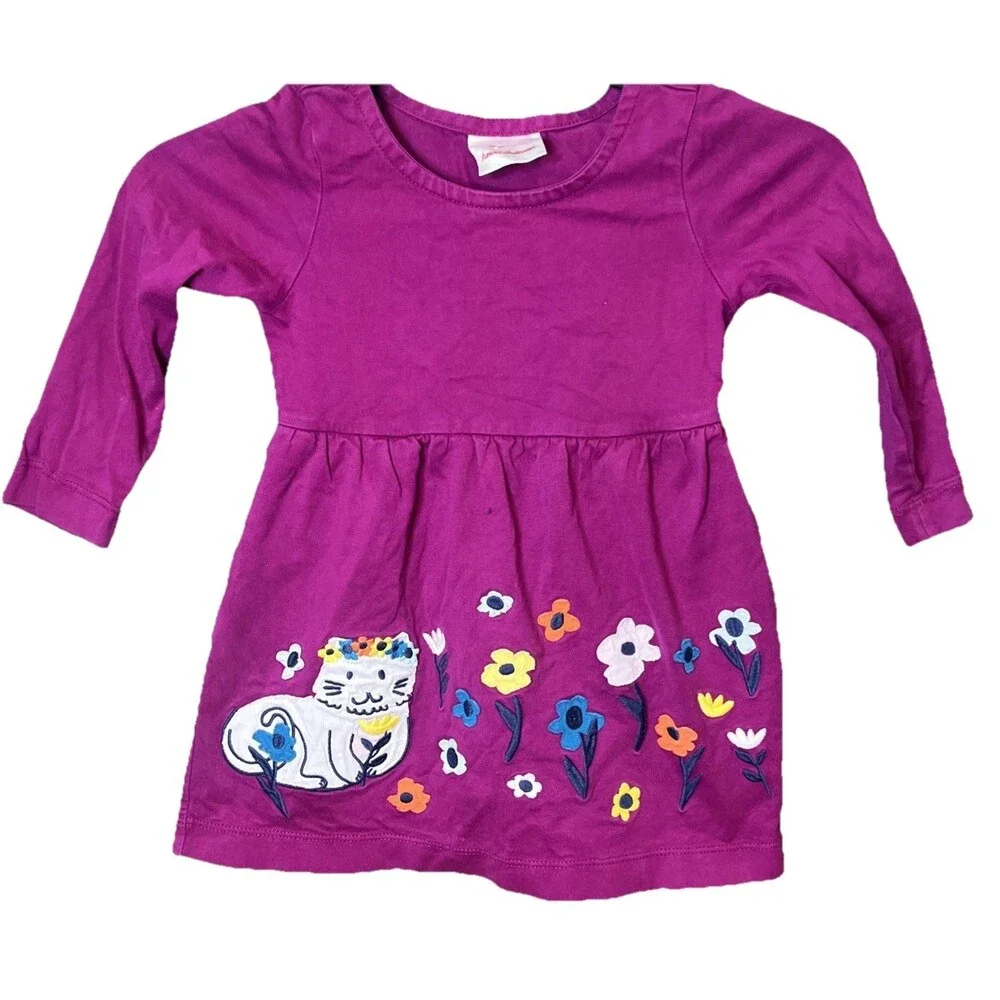 Hanna Andersson (2018) Y2K Girl’s Size US 3 Cat Floral Themed Magenta Dress